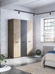 Wiemann Oak Jenson Wood and Matt Semi Fitted Triple Wardrobe - Image 1 of 2