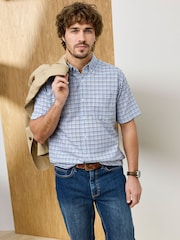 Cotton Traders Blue Signature Short Sleeve Oxford Shirt - Image 1 of 4