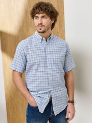 Cotton Traders Blue Signature Short Sleeve Oxford Shirt - Image 3 of 4