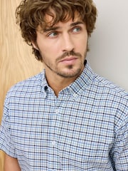 Cotton Traders Blue Signature Short Sleeve Oxford Shirt - Image 4 of 4