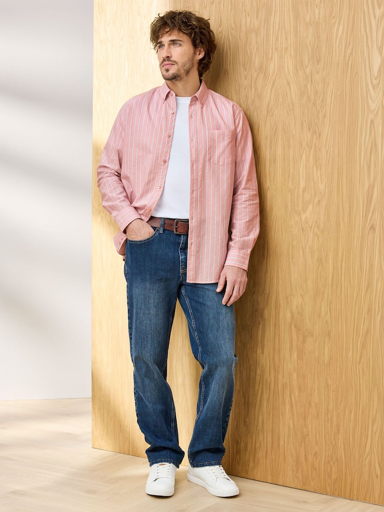 Roze - Cotton Traders Signature Long Sleeve Oxford Shirt - Afbeelding 1 van 4