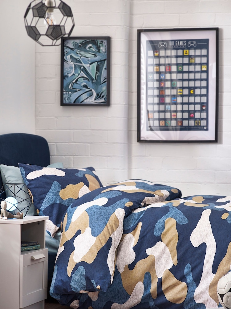 Blue Camo Duvet Cover and Pillowcase Set - Image 1 of 6 Blue Camo Duvet Cover and Pillowcase Set - Image 1 of 6
