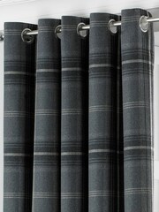 Riva Paoletti Grey Aviemore Tartan Faux Wool Eyelet Curtains - Image 1 of 3