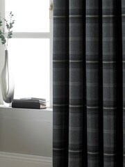 Riva Paoletti Grey Aviemore Tartan Faux Wool Eyelet Curtains - Image 2 of 3