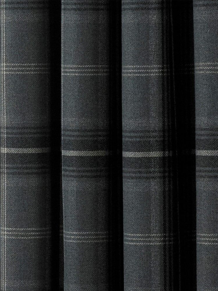 Riva Paoletti Grey Aviemore Tartan Faux Wool Eyelet Curtains - Image 3 of 3