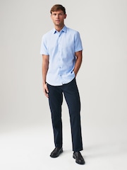 Light Blue Textured Linen Blend Shirt - Image 1 of 7