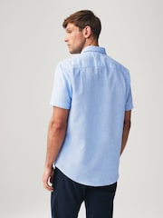 Light Blue Textured Linen Blend Shirt - Image 3 of 7