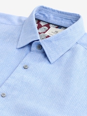 Light Blue Textured Linen Blend Shirt - Image 6 of 7