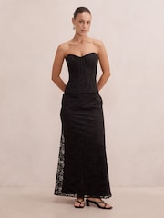 Forever New Black Myla Petite Corset Lace Maxi Dress - Image 1 of 4