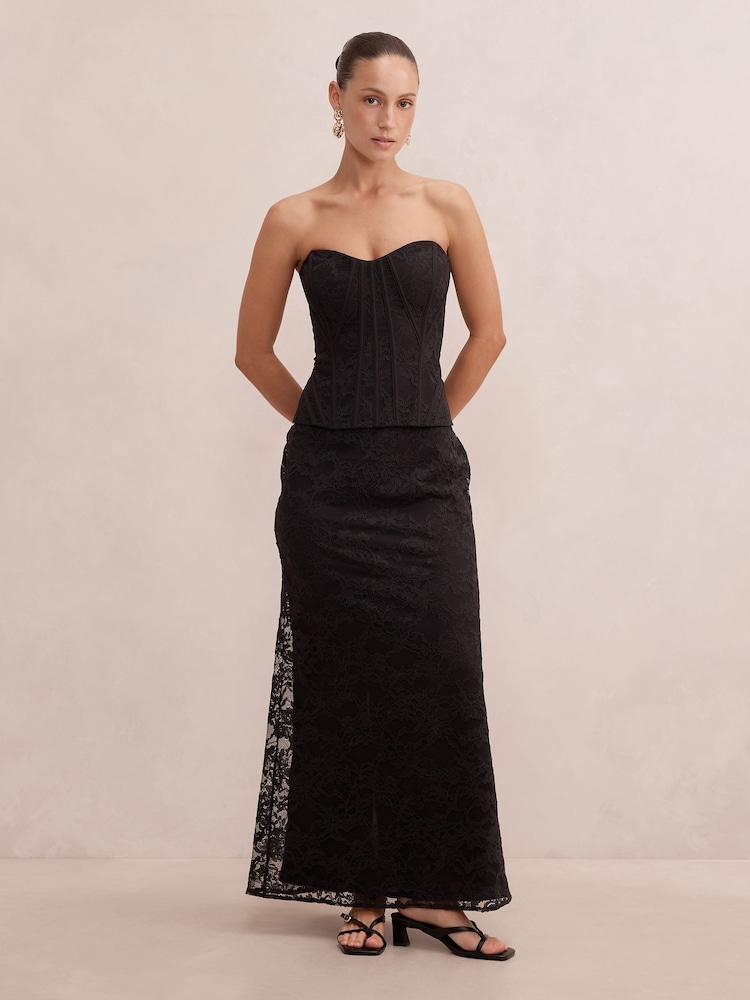 Forever New Black Myla Petite Corset Lace Maxi Dress - Image 1 of 4 Forever New Black Myla Petite Corset Lace Maxi Dress - Image 1 of 4