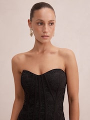 Forever New Black Myla Petite Corset Lace Maxi Dress - Image 3 of 4