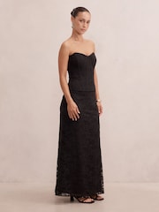 Forever New Black Myla Petite Corset Lace Maxi Dress - Image 4 of 4