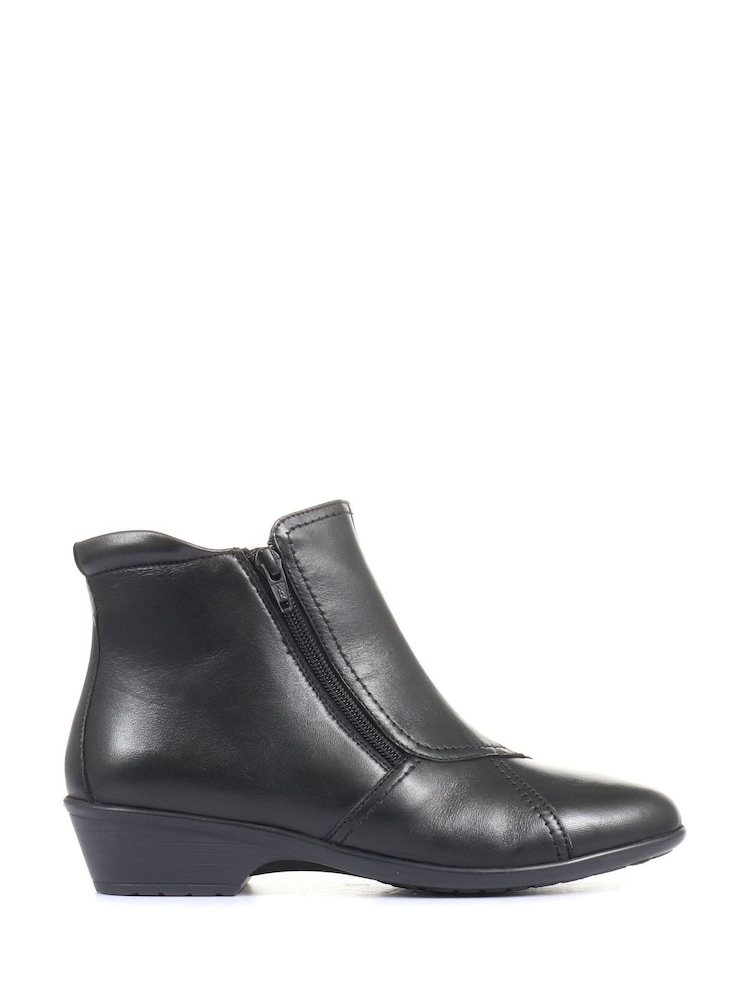 Pavers Black Ladies Wide Fit Leather Ankle Boots - Image 1 of 5