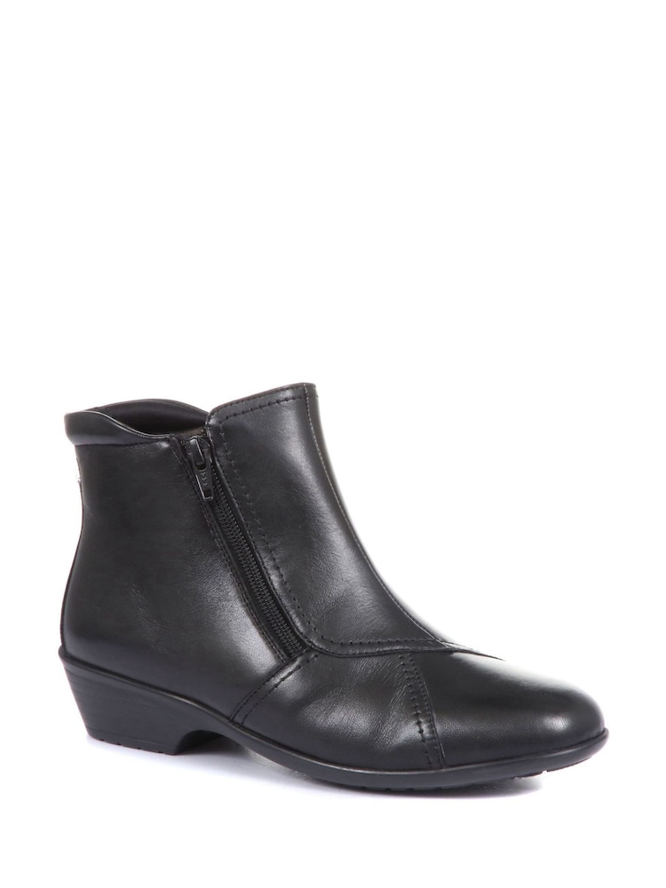 Pavers Black Ladies Wide Fit Leather Ankle Boots - Image 2 of 5