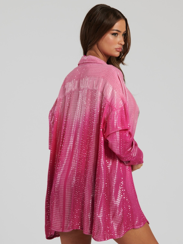 South Beach Pink Ombre Metallic Shirt - Image 2 of 6