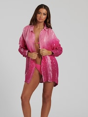 South Beach Pink Ombre Metallic Shirt - Image 3 of 6