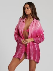 South Beach Pink Ombre Metallic Shirt - Image 5 of 6