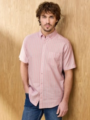 Cotton Traders Pink Signature Short Sleeve Oxford Shirt - Image 2 of 4