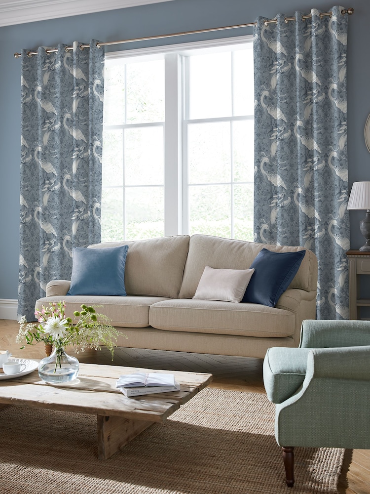 Laura Ashley Midnight Blue Tregaron Made to Measure 100% Cotton Curtains - Image 1 of 1