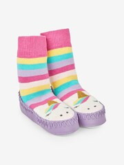 JoJo Maman Bébé Fuchsia Moccasin Slipper Socks - Image 1 of 4