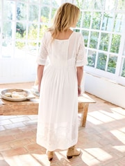 Cotton Traders White Broiderie Maxi Dress - Image 3 of 4