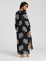 South Beach Black 100% Cotton Palm Emboridered Maxi Dress - Image 2 of 4
