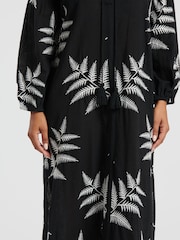 South Beach Black 100% Cotton Palm Emboridered Maxi Dress - Image 3 of 4