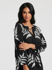 South Beach Black 100% Cotton Palm Emboridered Maxi Dress - Image 4 of 4