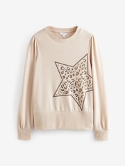 Neutral Star Cosy Lightweight Soft Touch Sleeve Detail Crew Neck Jumper - Image 4 of 4