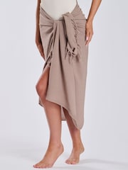 South Beach Mink Crinkle Viscose Fringed Sarong - Image 2 of 5