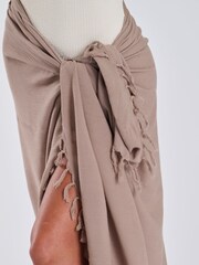 South Beach Mink Crinkle Viscose Fringed Sarong - Image 4 of 5