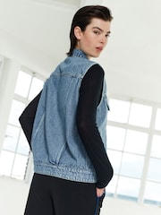 Mid Blue Sleeveless Denim Gilet Jacket - Image 3 of 6