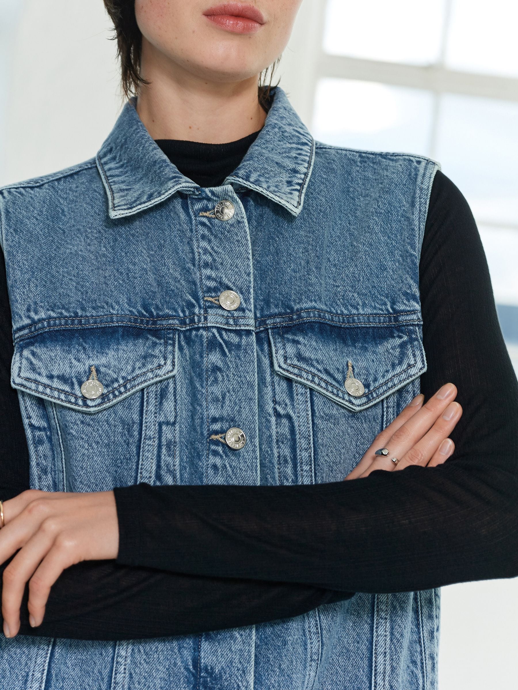 Buy Mid Blue Sleeveless Denim Gilet Jacket from Next Luxembourg