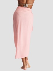 South Beach Peach Crinkle Viscose Fringed Sarong - Image 2 of 5