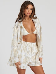 South Beach Gold Starfish Metallic Jacquard Shirt - Image 1 of 6