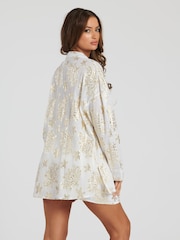 South Beach Gold Starfish Metallic Jacquard Shirt - Image 2 of 6