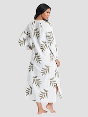 South Beach Langärmeliges Strandkleid mit Bindung amn Hals und Blattstickerei​​​​​​​ - Bild 2 von 5