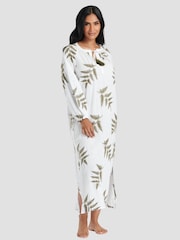 South Beach Langärmeliges Strandkleid mit Bindung amn Hals und Blattstickerei​​​​​​​ - Bild 4 von 5