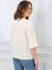 Cotton Traders Cream Short Sleeve Broiderie Blouse - Image 2 of 4