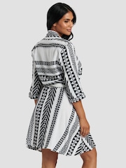 South Beach Black Jacquard Tie Waist Short Sleeve Dress - Image 2 of 5