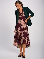Jolie Moi Red Angel Sleeve Pleated Chiffon Maxi Dress - Image 6 of 6