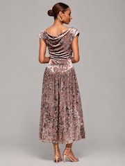 Jolie Moi Cream Cowl Neck Velvet Midaxi Dress - Image 2 of 6