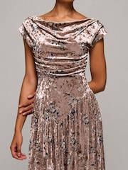 Jolie Moi Cream Cowl Neck Velvet Midaxi Dress - Image 3 of 6