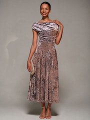Jolie Moi Cream Cowl Neck Velvet Midaxi Dress - Image 4 of 6