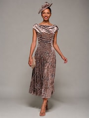 Jolie Moi Cream Cowl Neck Velvet Midaxi Dress - Image 5 of 6