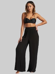 South Beach Black Crinkle Vicose Wide Leg Trousers - Image 6 of 6