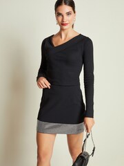 Black Embellished Sparkle Mini Skirt - Image 1 of 6