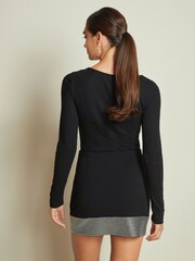 Black Embellished Sparkle Mini Skirt - Image 3 of 6