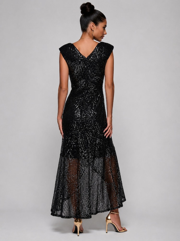 Jolie Moi Sequin Asymmetric Maxi Dress - 6суретінің 2 суреті