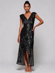 Jolie Moi Sequin Asymmetric Maxi Dress - 6суретінің 4 суреті